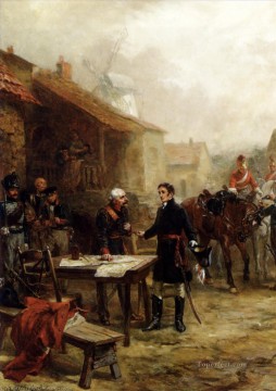 ワーテルローの戦いの前にウェリントンとブルーチャーが会談 ロバート・アレクサンダー・ヒリングフォードの歴史的な戦闘シーン Oil Paintings